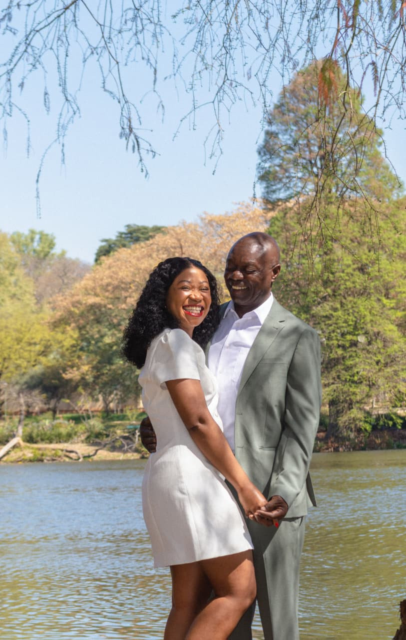 Sipho and Paballo by the lake